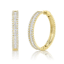 Load image into Gallery viewer, 3.40CT DIAMOND BAGUETTE HOOP EARRING
