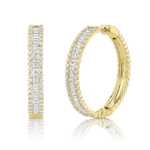 3.40CT DIAMOND BAGUETTE HOOP EARRING