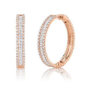 3.40CT DIAMOND BAGUETTE HOOP EARRING