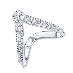 0.34CT DIAMOND PAVE "V" RING