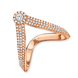 0.34CT DIAMOND PAVE "V" RING