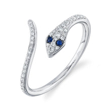 Load image into Gallery viewer, 0.19CT DIAMOND &amp; 0.02CT BLUE SAPPHIRE SNAKE RING
