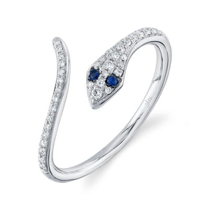 0.19CT DIAMOND & 0.02CT BLUE SAPPHIRE SNAKE RING