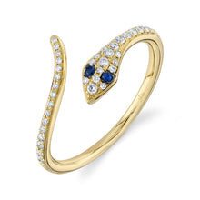 Load image into Gallery viewer, 0.19CT DIAMOND &amp; 0.02CT BLUE SAPPHIRE SNAKE RING
