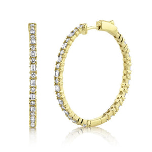 1.54CT DIAMOND BAGUETTE HOOP EARRING