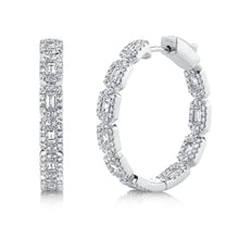 Load image into Gallery viewer, 1.35CT DIAMOND BAGUETTE HOOP EARRING
