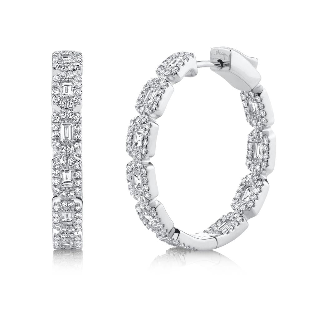 1.35CT DIAMOND BAGUETTE HOOP EARRING