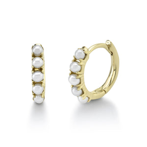 14K Y/G CULTURED PEARL HUGGIE EARRING