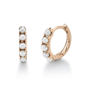 14K R/G CULTURED PEARL HUGGIE EARRING