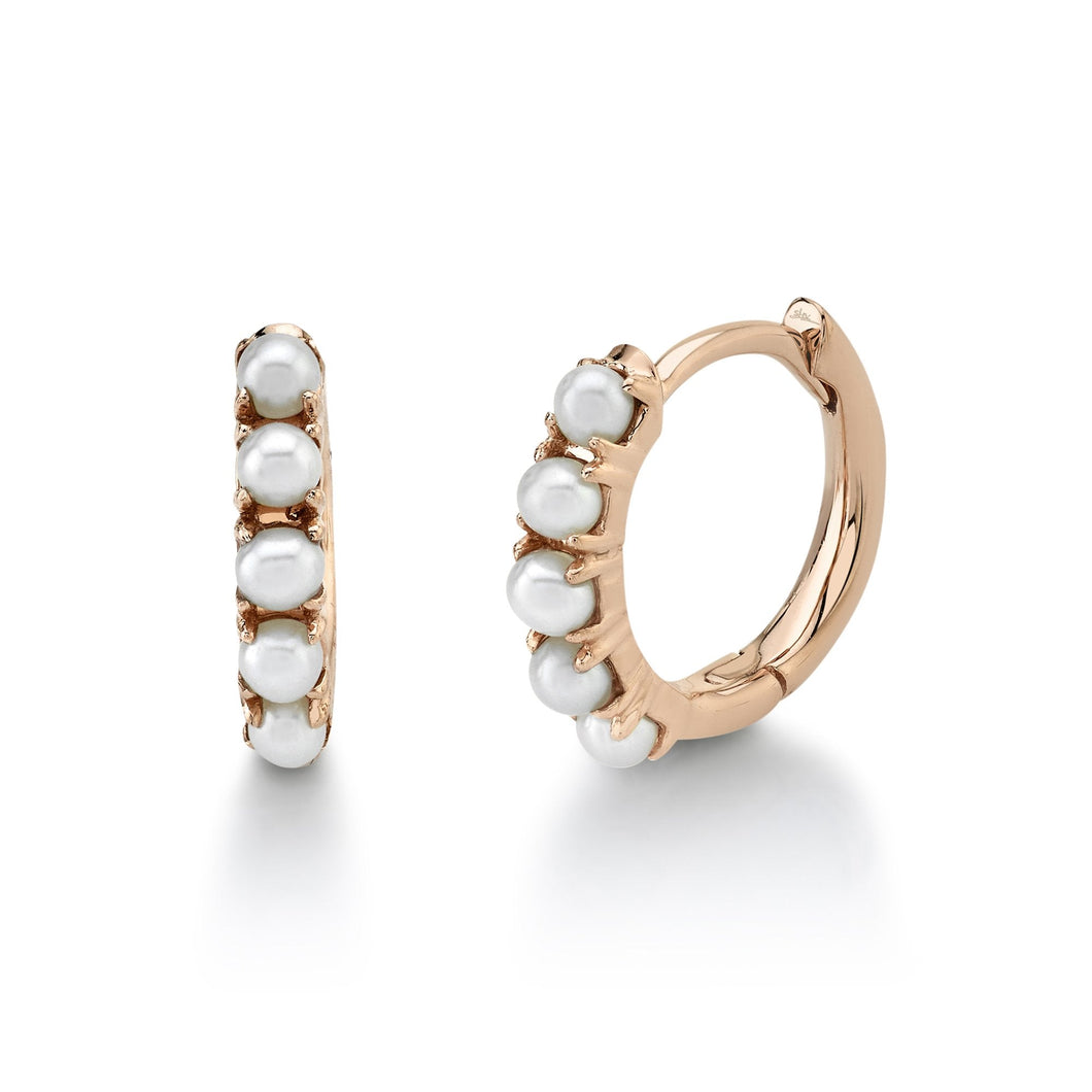 14K R/G CULTURED PEARL HUGGIE EARRING