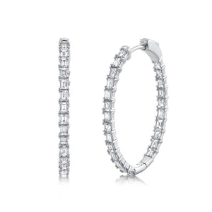 2.02CT DIAMOND BAGUETTE OVAL HOOP EARRING