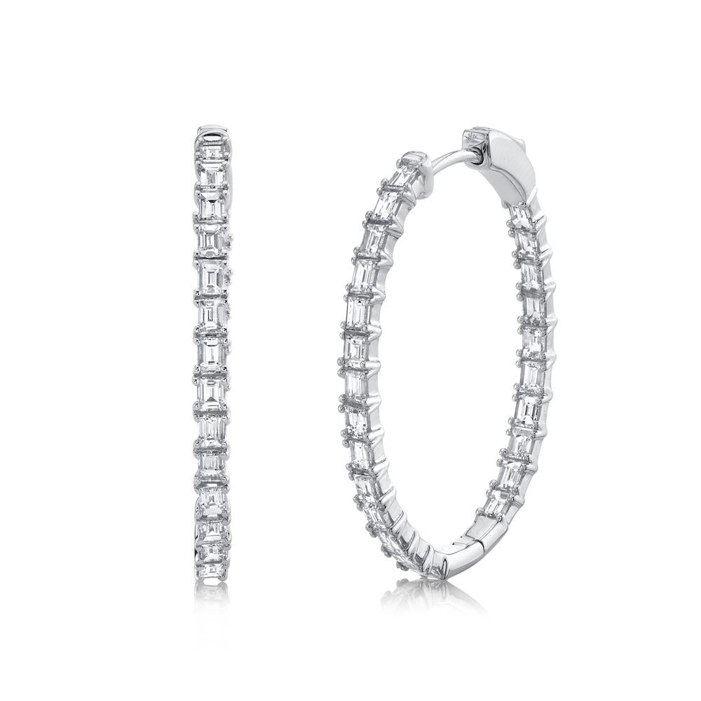 2.02CT DIAMOND BAGUETTE OVAL HOOP EARRING