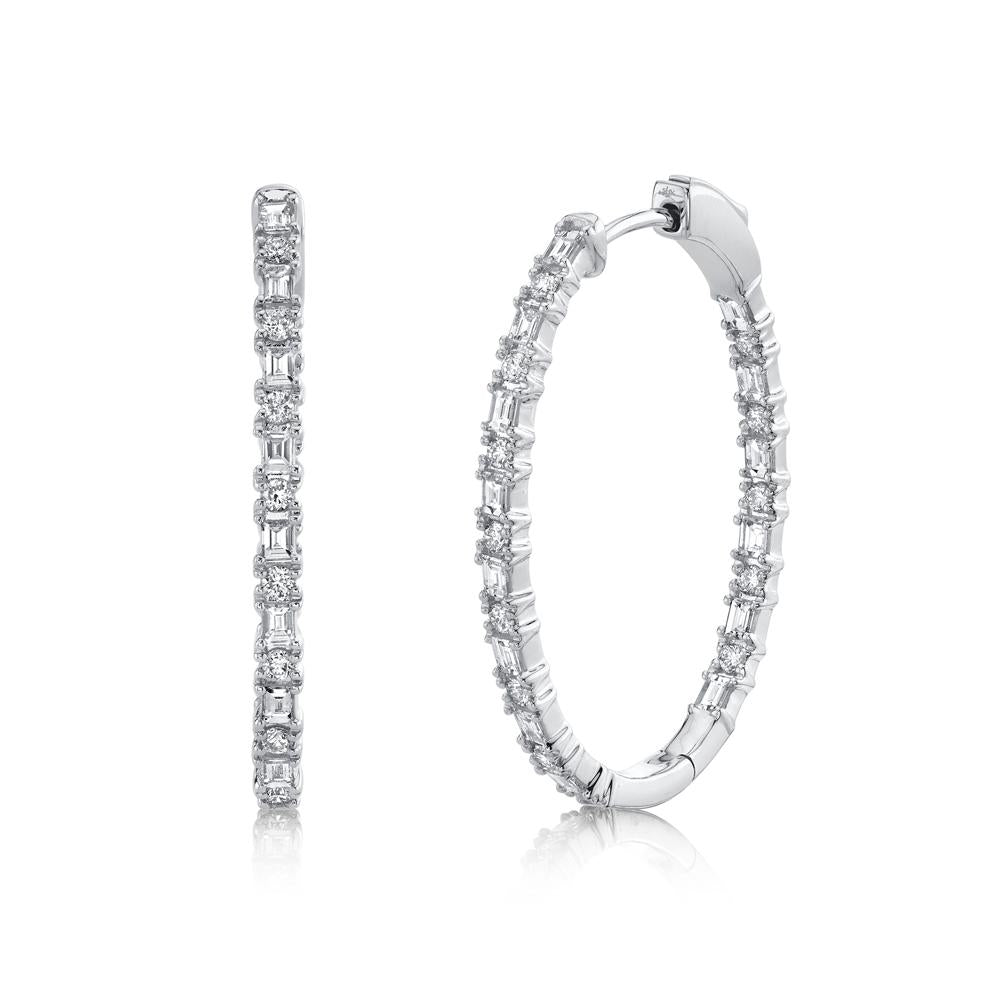 1.26CT DIAMOND BAGUETTE OVAL HOOP EARRING