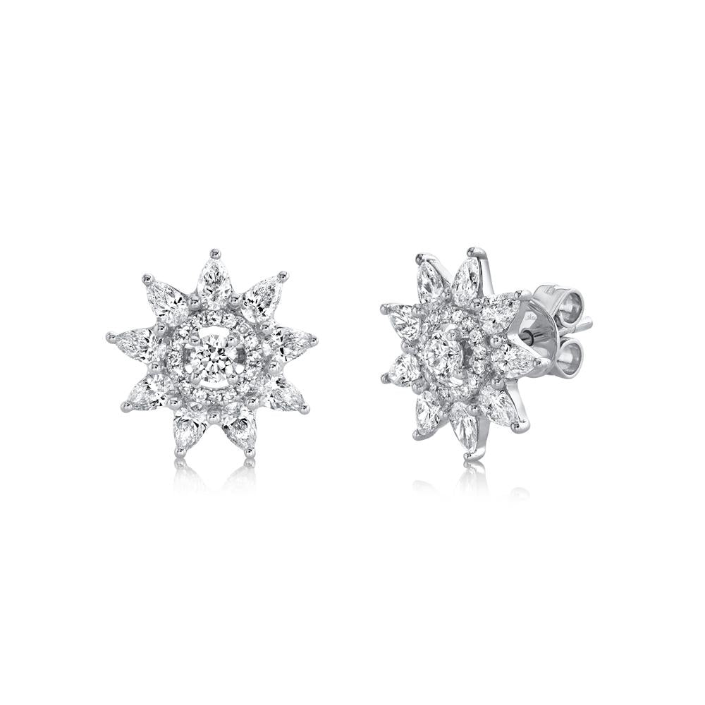 1.31CT DIAMOND FLOWER STUD EARRING