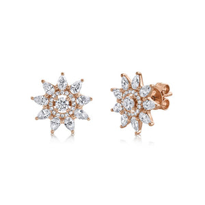 1.31CT DIAMOND FLOWER STUD EARRING