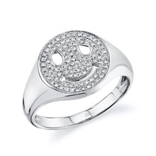 Load image into Gallery viewer, 0.20CT DIAMOND PAVE SMILEY SIGNET RING
