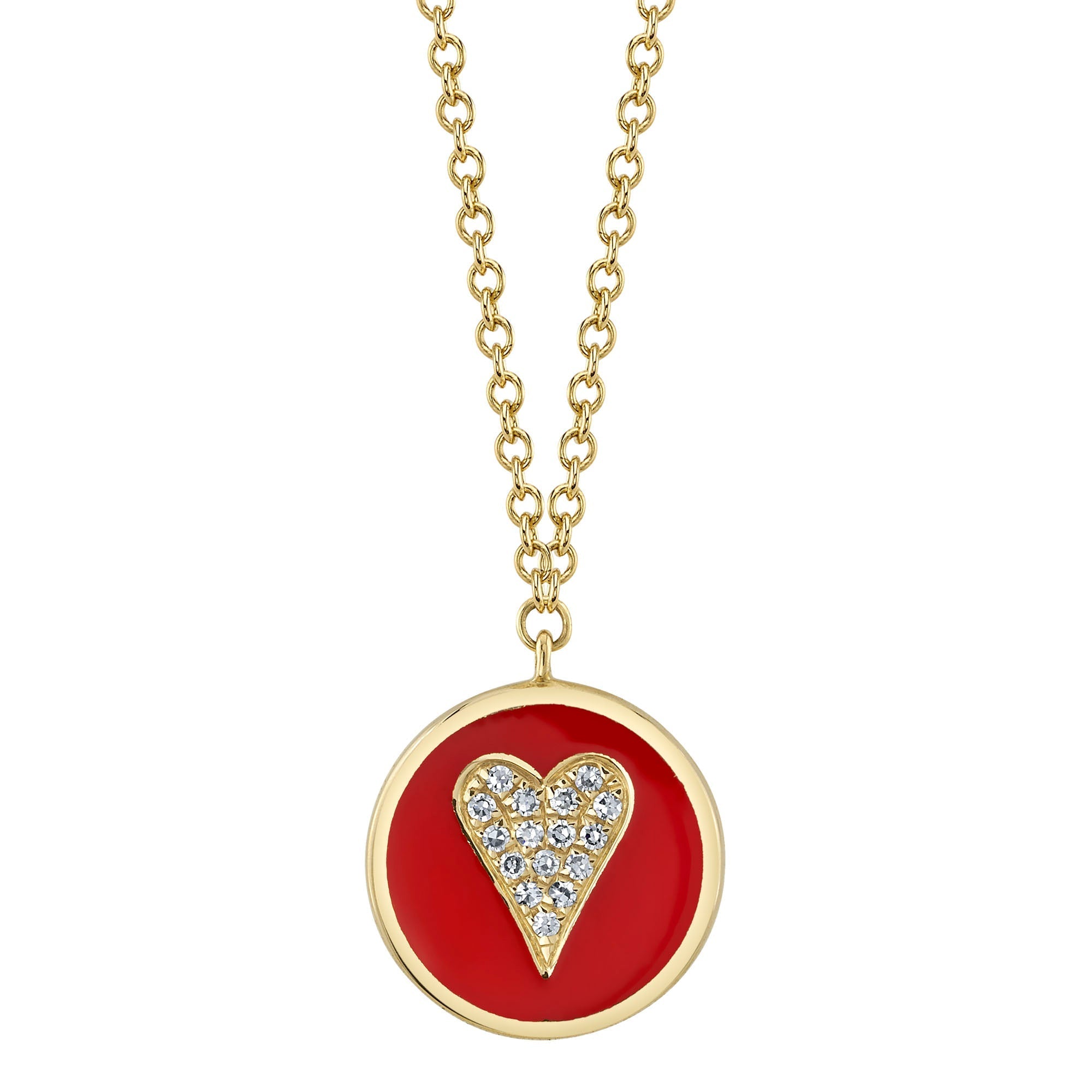 0.04CT DIAMOND & RED ENAMEL HEART NECKLACE – Da Vinci Jewellery