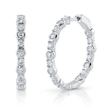 Load image into Gallery viewer, 1.49CT DIAMOND BEZEL HOOP EARRING
