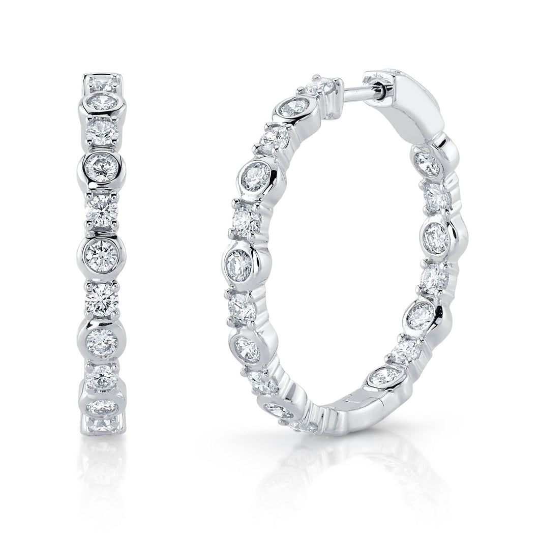 1.49CT DIAMOND BEZEL HOOP EARRING