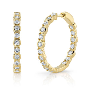 1.49CT DIAMOND BEZEL HOOP EARRING